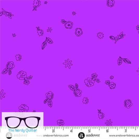Preorder: Color Camp Bloom Sprig in Amethyst by Alison Glass for Andover - Sold by The Half Yard A-10425-P