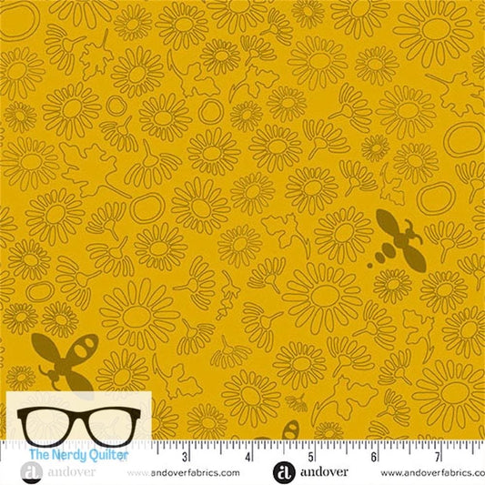Preorder: Color Camp Sun Bee in Honey by Alison Glass for Andover - Sold by The Half Yard A-10431-Y