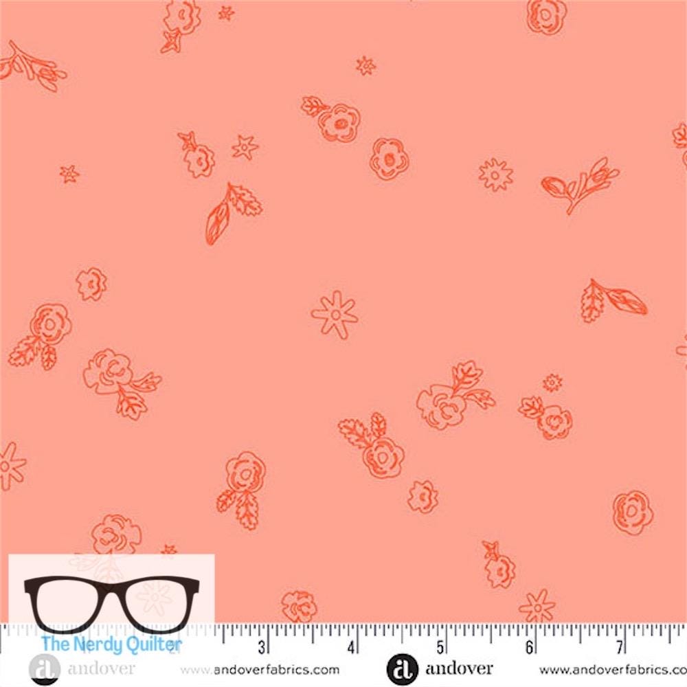 Preorder: Color Camp Sun Sprig in Light Poppy by Alison Glass for Andover - Sold by The Half Yard  A-10425-R
