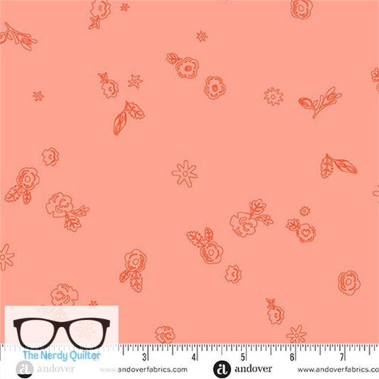 Preorder: Color Camp Sun Sprig in Light Poppy by Alison Glass for Andover - Sold by The Half Yard  A-10425-R