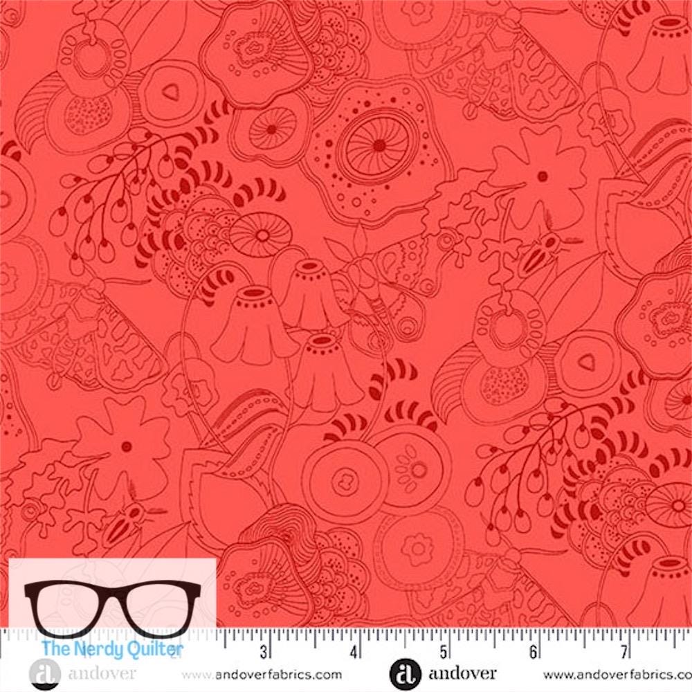 Preorder: Color Camp Sun Tangle in Poppy by Alison Glass for Andover - Sold by The Half Yard  A-10420-R