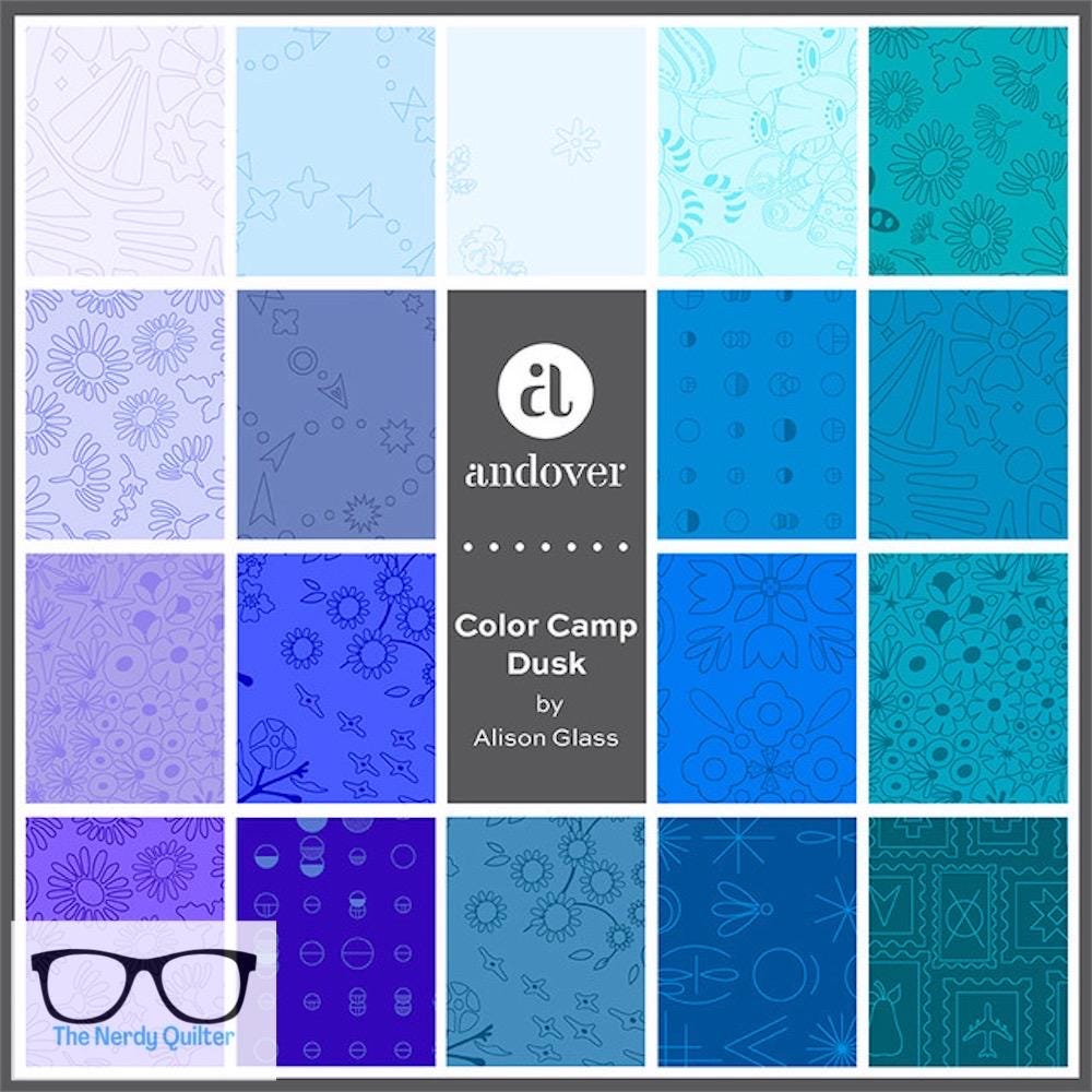 Preorder: Color Camp Dusk Bee in Muted Peacock by Alison Glass for Andover - Sold by The Half Yard A-10431-T