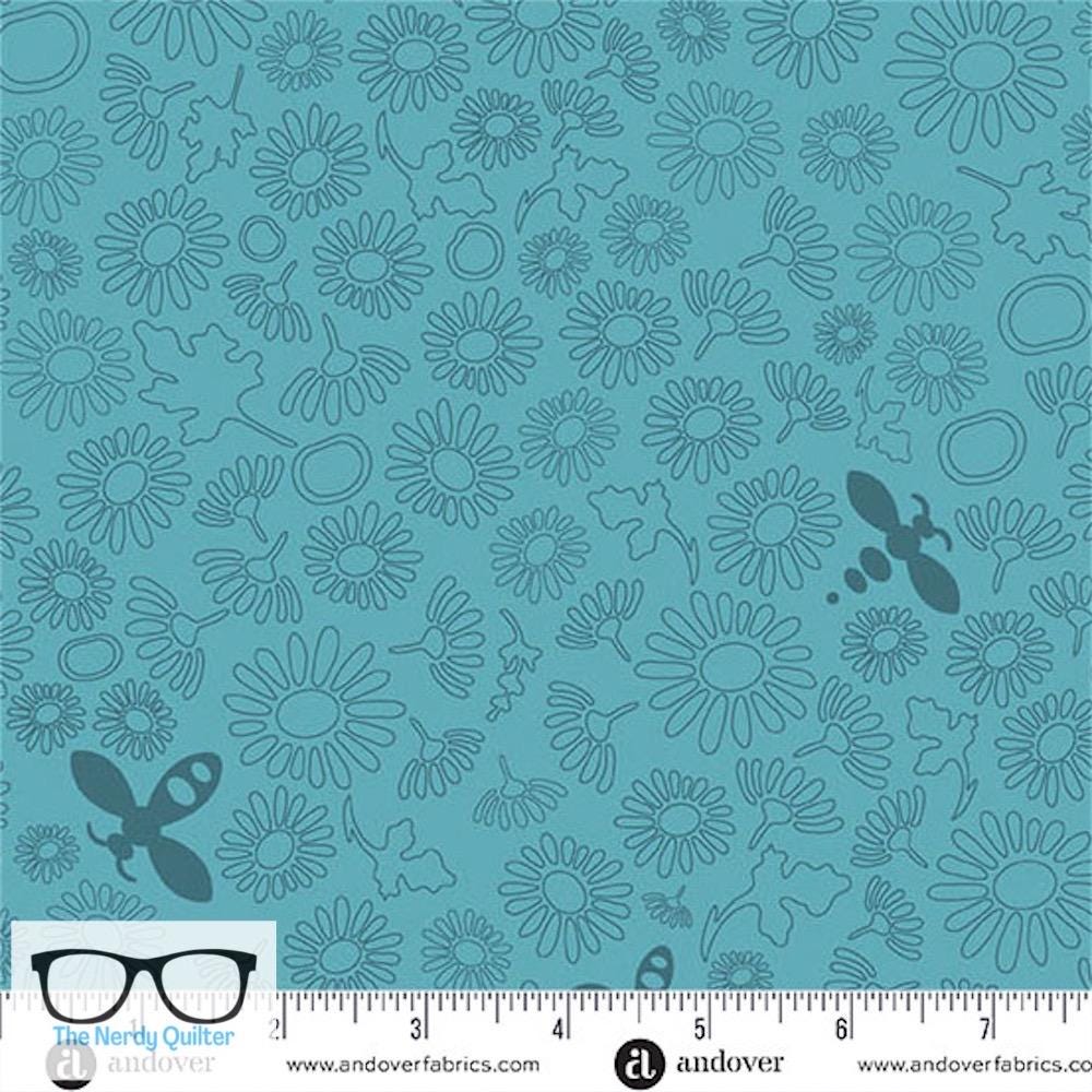 Preorder: Color Camp Dusk Bee in Muted Peacock by Alison Glass for Andover - Sold by The Half Yard A-10431-T