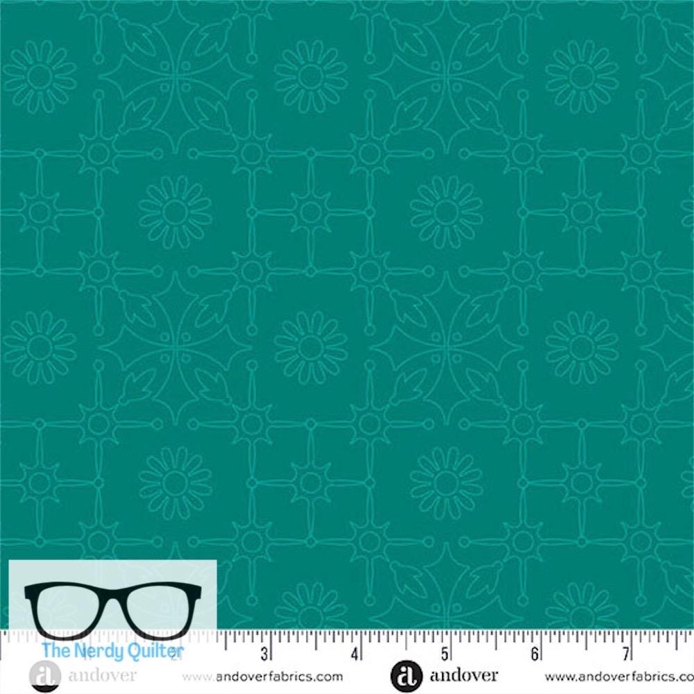 Preorder: Color Camp Grove Leatherwork in Dark Teal by Alison Glass for Andover - Sold by The Half Yard A-10429-T