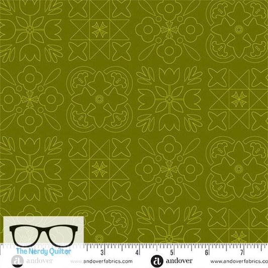 Preorder: Color Camp Grove Bandana in Dark Toad by Alison Glass for Andover - Sold by The Half Yard A-10428-G