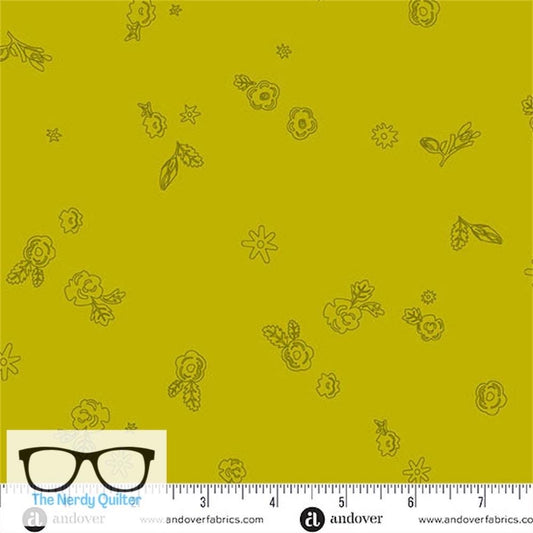Preorder: Color Camp Grove Sprig in Lichen by Alison Glass for Andover - Sold by The Half Yard A-10425-Y