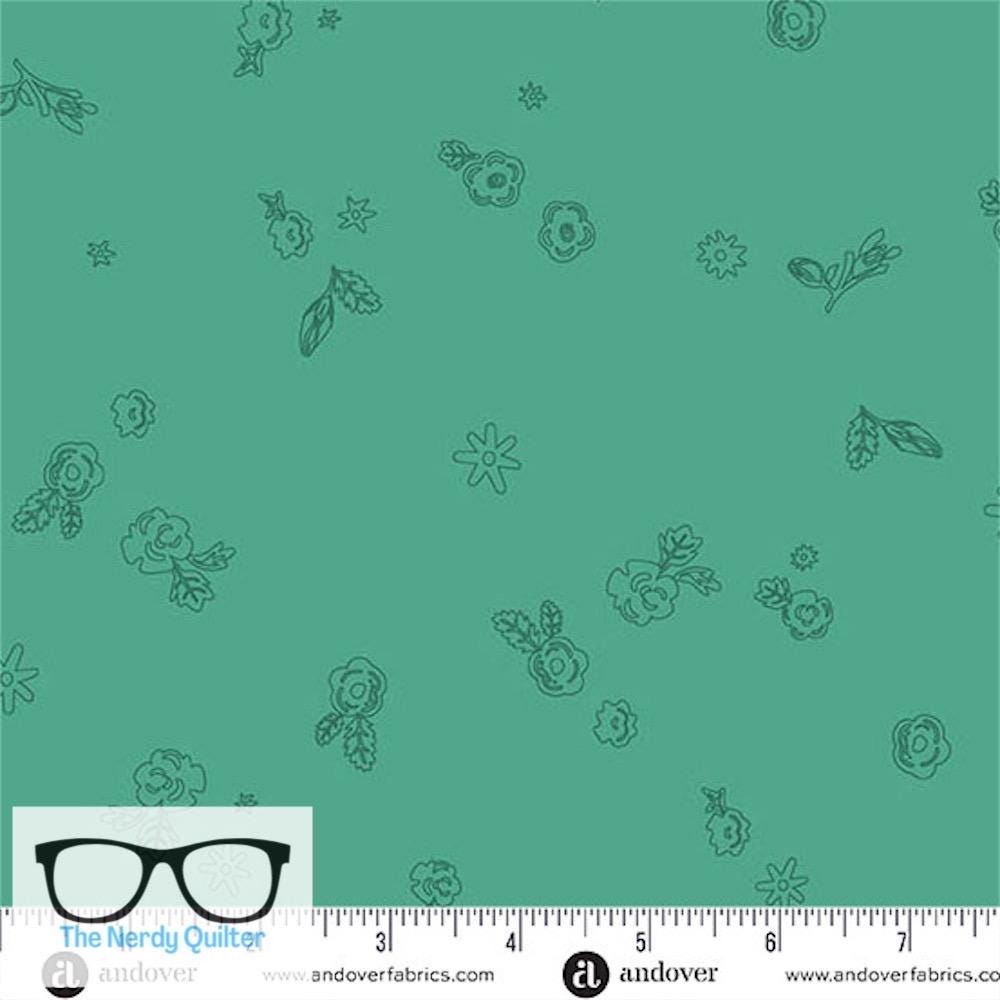 Preorder: Color Camp Grove Sprig in Muted Teal by Alison Glass for Andover - Sold by The Half Yard A-10425-T