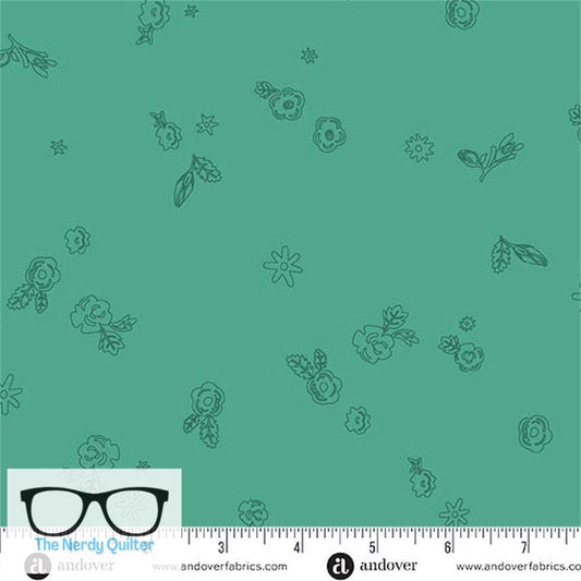 Preorder: Color Camp Grove Sprig in Muted Teal by Alison Glass for Andover - Sold by The Half Yard A-10425-T