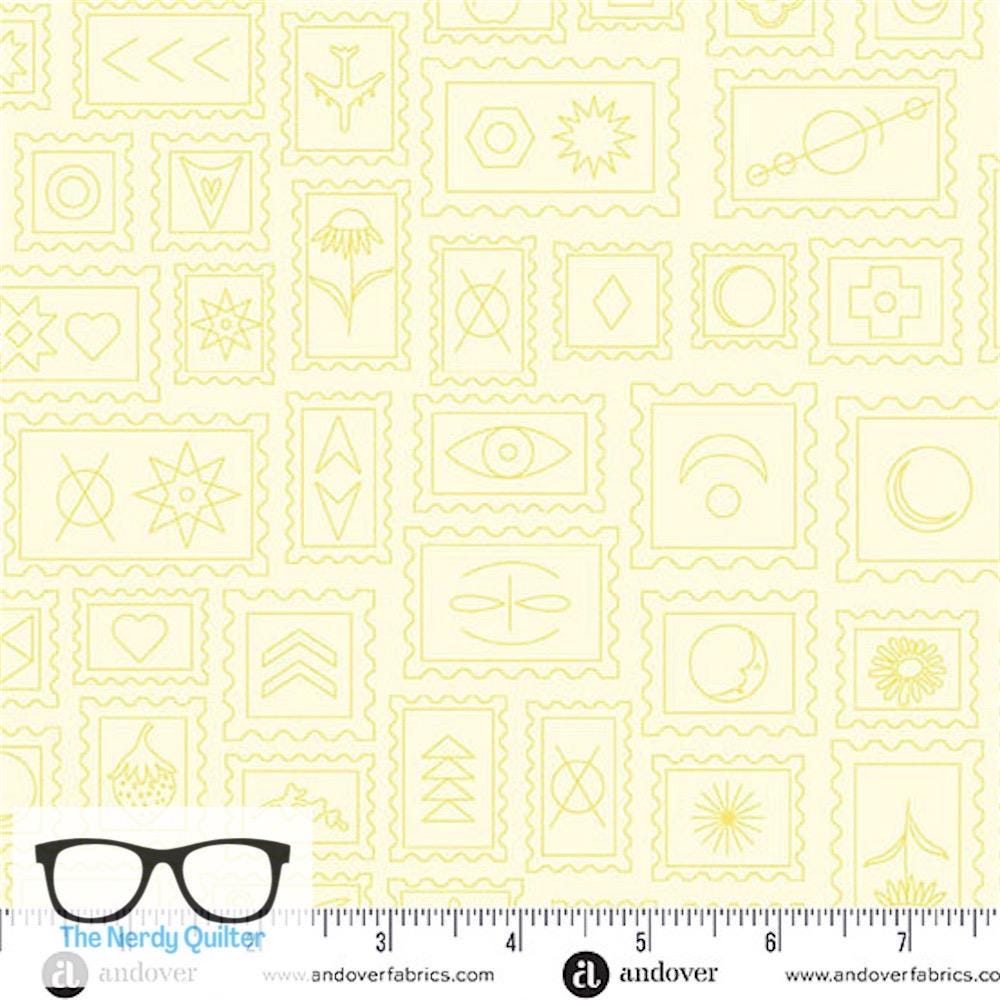 Preorder: Color Camp Grove Postcard in Lightest Lichen by Alison Glass for Andover - Sold by The Half Yard A-10424-Y