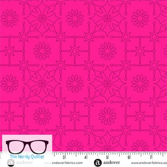 Preorder: Color Camp Bloom Leatherwork in Strawberry by Alison Glass for Andover - Sold by The Half Yard A-10429-E