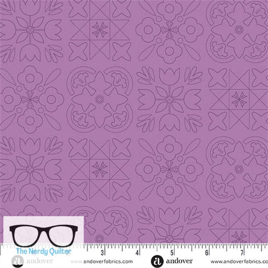 Preorder: Color Camp Bloom Bandana in Muted Amethyst by Alison Glass for Andover - Sold by The Half Yard A-10428-P