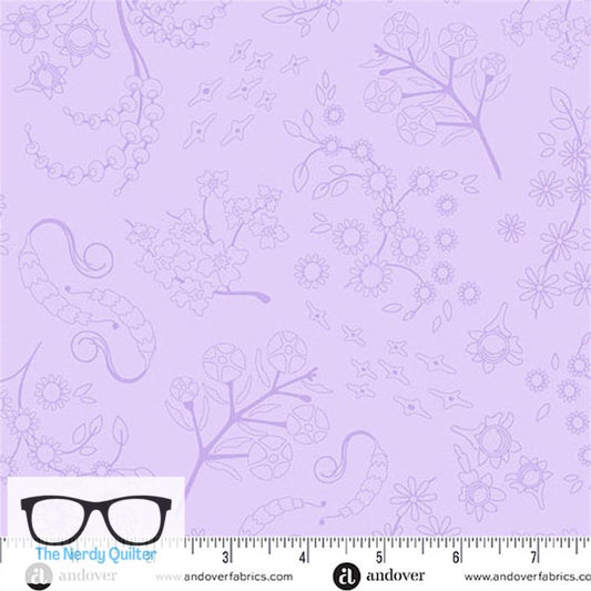 Preorder: Color Camp Bloom Nestled in Lighter Pansy by Alison Glass for Andover - Sold by The Half Yard A-10427-P
