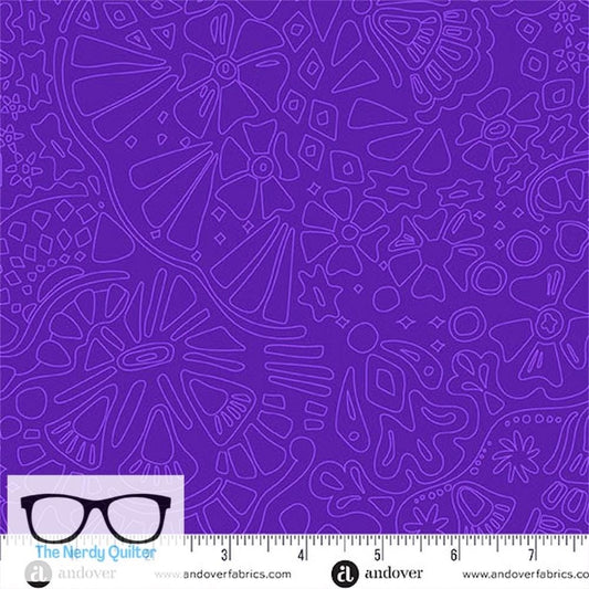 Preorder: Color Camp Bloom Veil in Dark Galaxy Pansy by Alison Glass for Andover - Sold by The Half Yard A-10426-P1