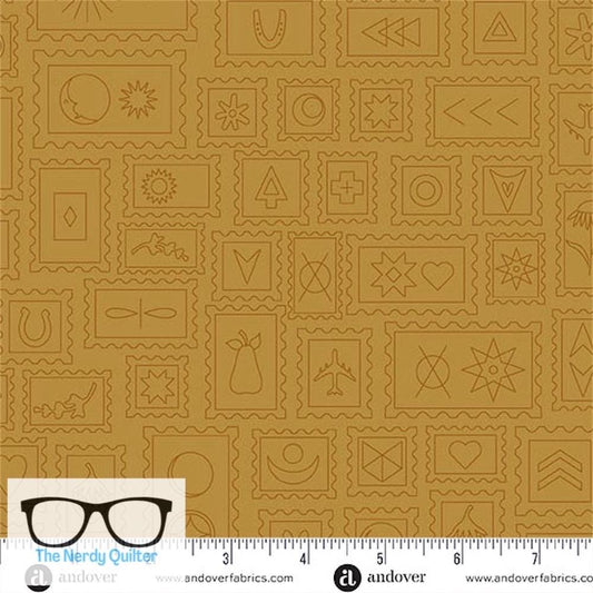 Preorder: Color Camp Sun Postcard in Muted Marigold by Alison Glass for Andover - Sold by The Half Yard  A-10424-N