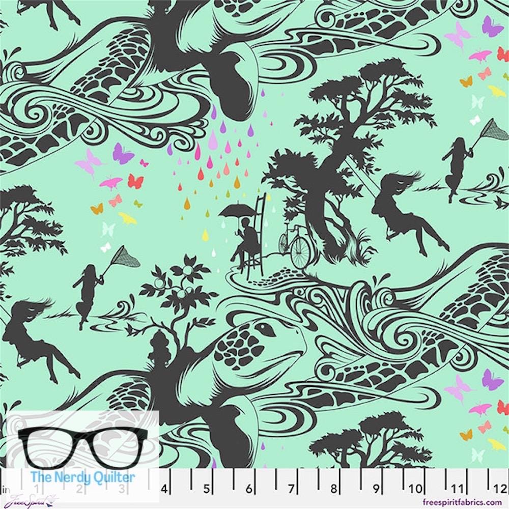 Preorder: Prince Charming Deja Vu Turtle Bay in Sweetmint by Tula Pink for Freespirit - Sold by The Half Yard PWTP276.SWEETMINT