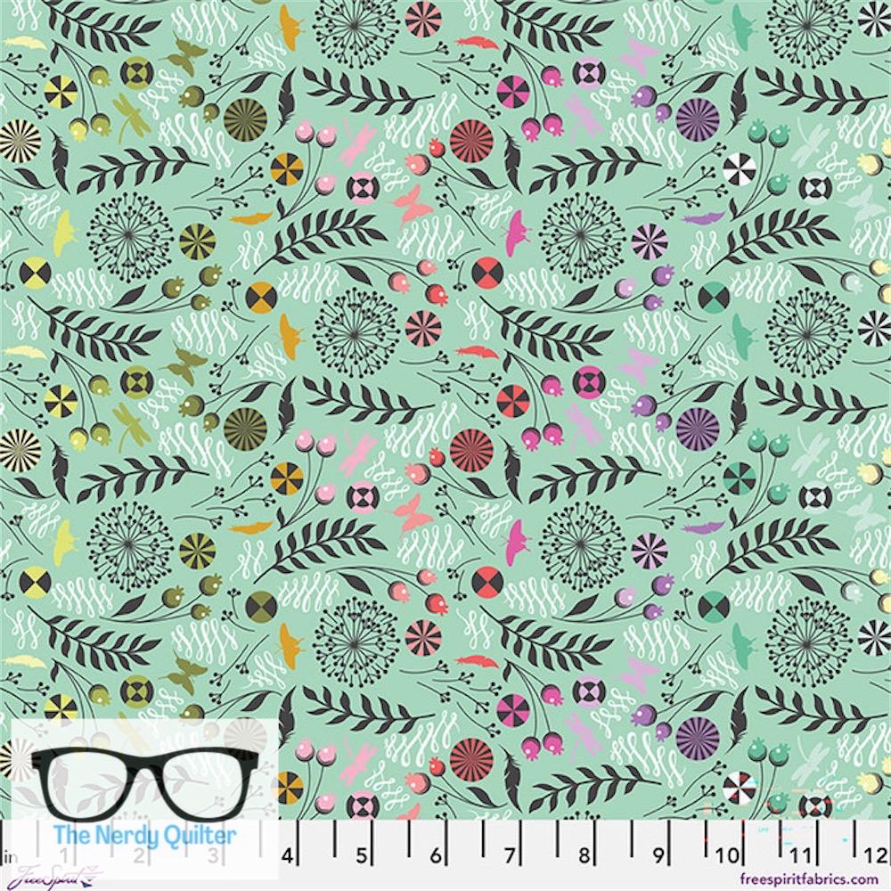 Preorder: Prince Charming Deja Vu Dandilion in Sweetmint by Tula Pink for Freespirit - Sold by The Half Yard PWTP279.SWEETMINT