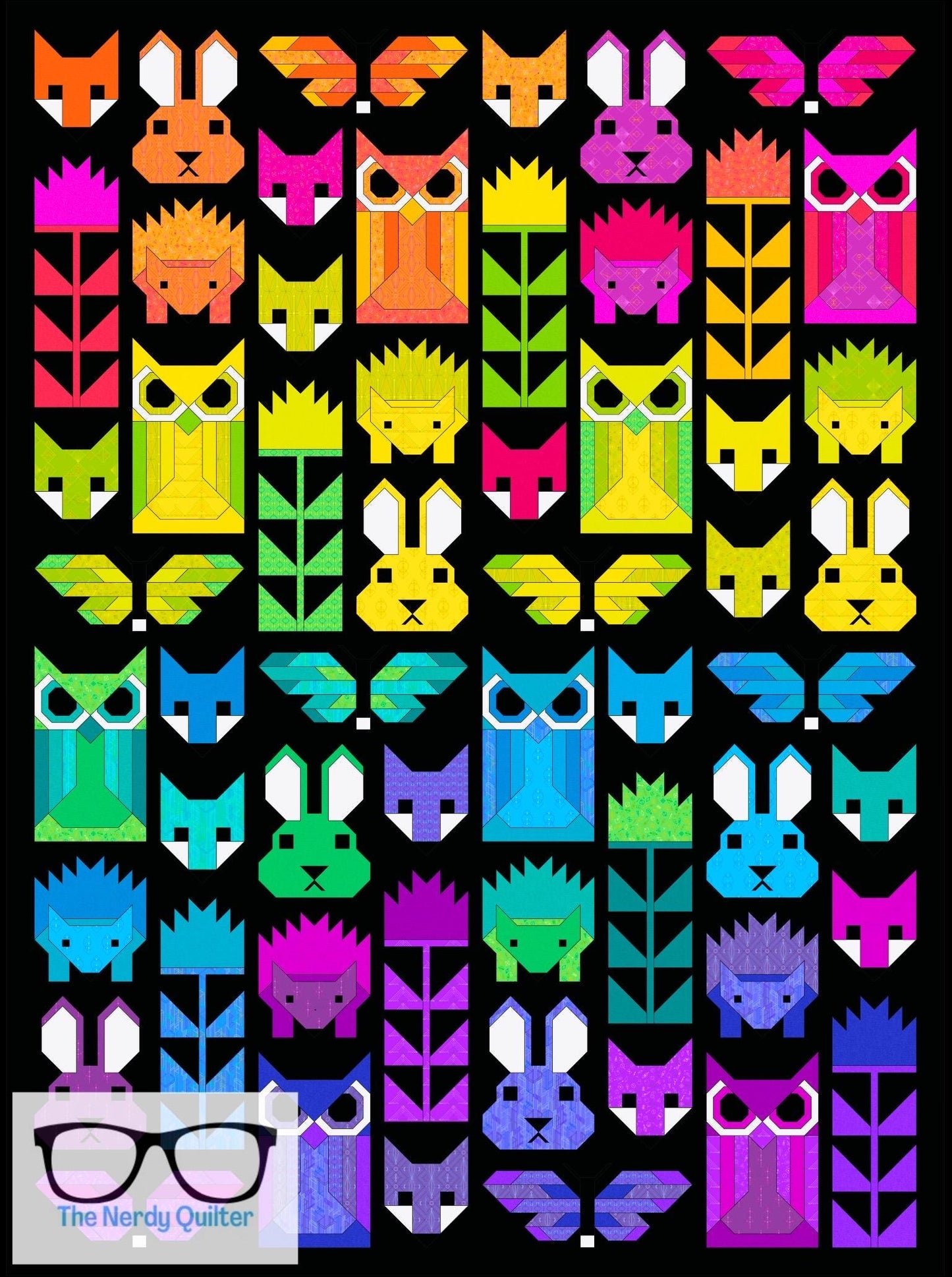 Fancy Forest Quilt Kit and Pattern by Elizabeth Hartman Featuring Deco Glo by Giucy Giuce and Phosphor Electric