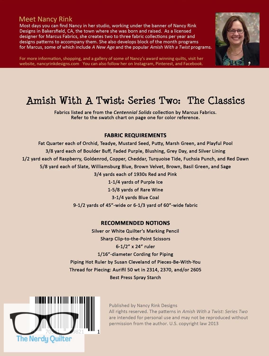 Amish with a Twist Series 2 Hardcopy Pattern by Nancy Rink Designs
