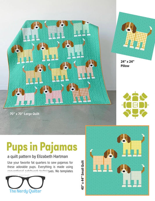 Preorder: Pups in Pajamas Quilt Pattern by Elizabeth Hartman featuring Popcorn