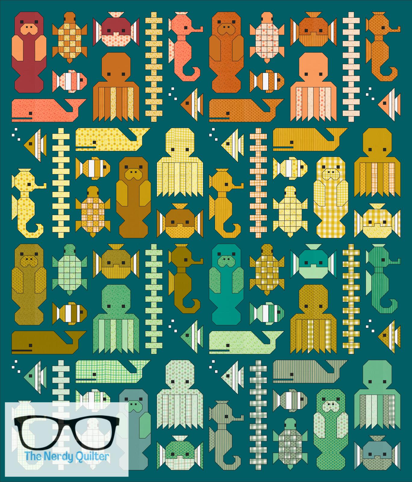Preorder: Awesome Ocean Quilt Kit and Pattern by Elizabeth Hartman Featuring Popcorn