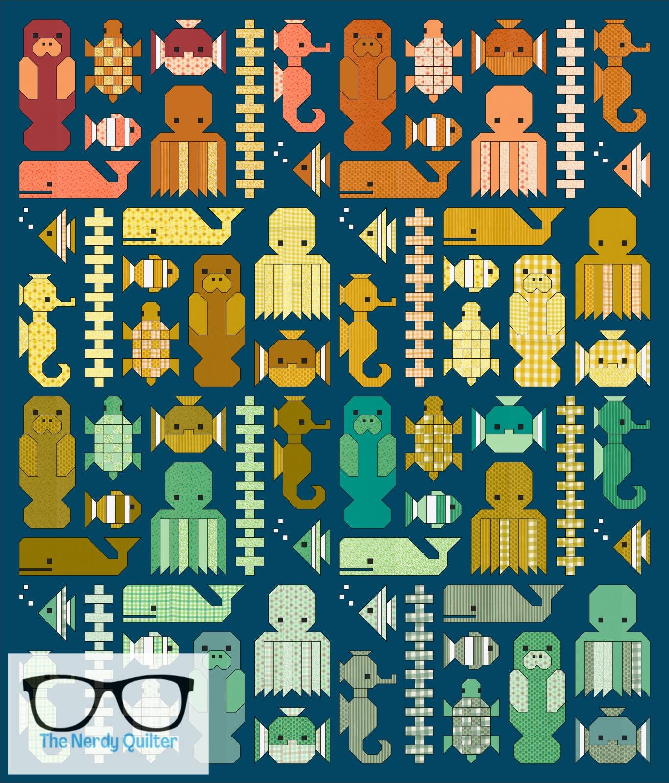Preorder: Awesome Ocean Quilt Kit and Pattern by Elizabeth Hartman Featuring Popcorn