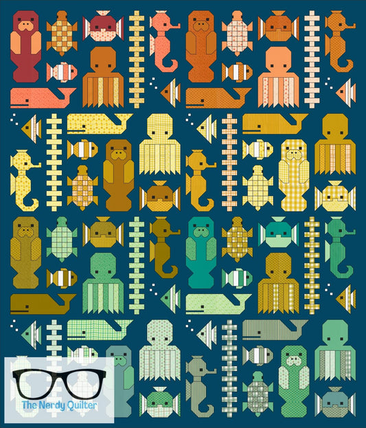 Preorder: Awesome Ocean Quilt Kit and Pattern by Elizabeth Hartman Featuring Popcorn