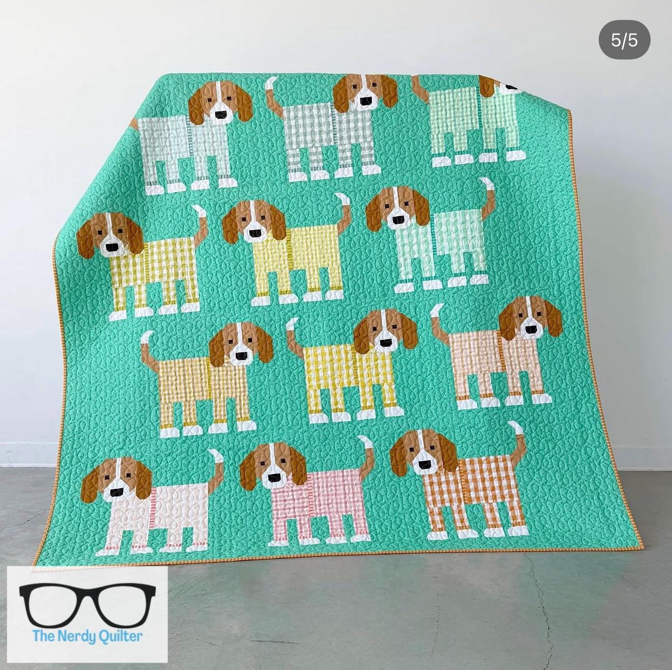Preorder: Pups in Pajamas Quilt Kit with Pattern by Elizabeth Hartman featuring Popcorn