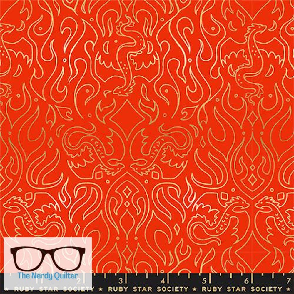 Preorder: Fireglow Dragon Scribe in Metallic Dark Ruby by Sarah Watts for Moda *October Delivery*