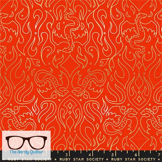 Preorder: Fireglow Dragon Scribe in Metallic Dark Ruby by Sarah Watts for Moda *October Delivery*