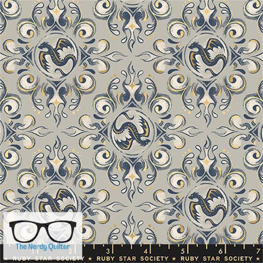 Preorder: Fireglow Dragon Insignia in Metallic Oyster by Sarah Watts for Moda *October Delivery*