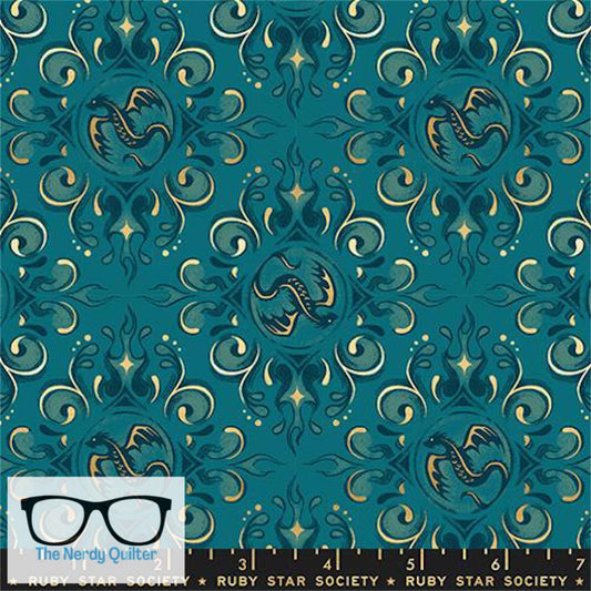 Preorder: Fireglow Dragon Insignia in Metallic Galaxy by Sarah Watts for Moda *October Delivery*