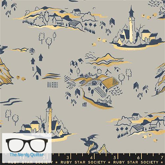 Preorder: Fireglow Mountain Town Village in Metallic Oyster by Sarah Watts for Moda *October Delivery*