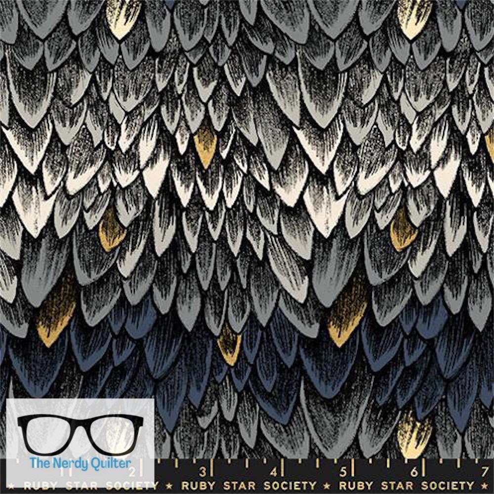 Preorder: Fireglow Dragon Scale in Metallic Smoke by Sarah Watts for Moda *October Delivery*