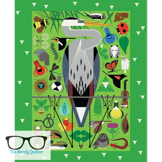 Preorder: Charley Harper Shaker Lakes Poster Panel Poplin by Charley Harper for Birch Fabrics