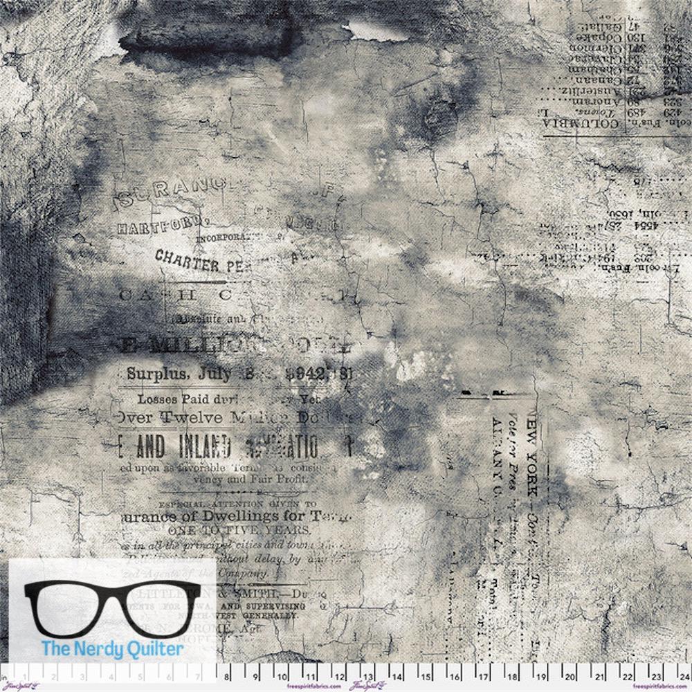 Preorder: Eclectic Elements Contrast 108 Wideback Plastered by Tim Holtz for Freespirit