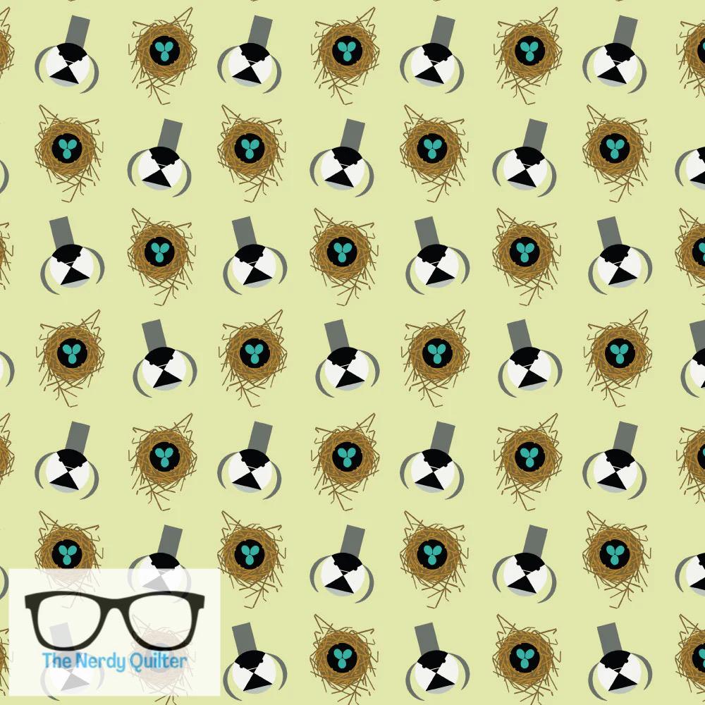 Preorder: Charley Harper Shaker Lakes Chickadee and Nest Poplin by Charley Harper for Birch Fabrics