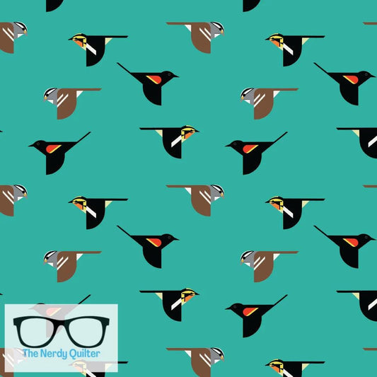 Preorder: Charley Harper Shaker Lakes Flight Poplin by Charley Harper for Birch Fabrics
