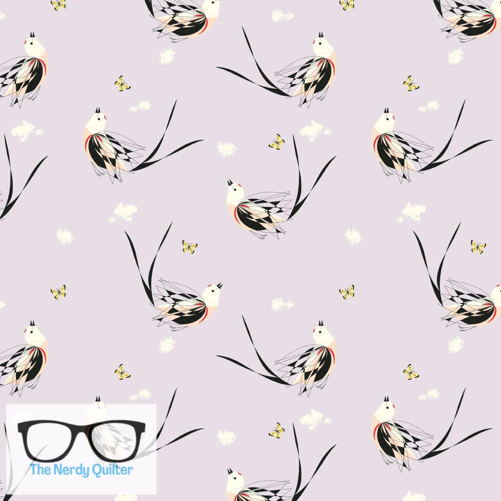 Preorder: Charley Harper Western Birds Mini Black Scissor Tailed Flycatcher Poplin by Charley Harper for Birch Fabrics