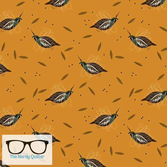 Preorder: Charley Harper Western Birds Mini Mountain Quail Poplin by Charley Harper for Birch Fabrics - Birch 10 Year Anniversary