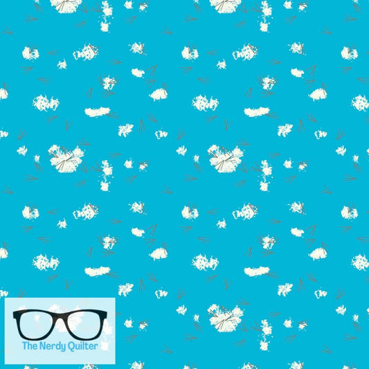 Preorder: Charley Harper Western Birds Mini Tracks Blue Poplin by Charley Harper for Birch Fabrics - Birch 10 Year Anniversary