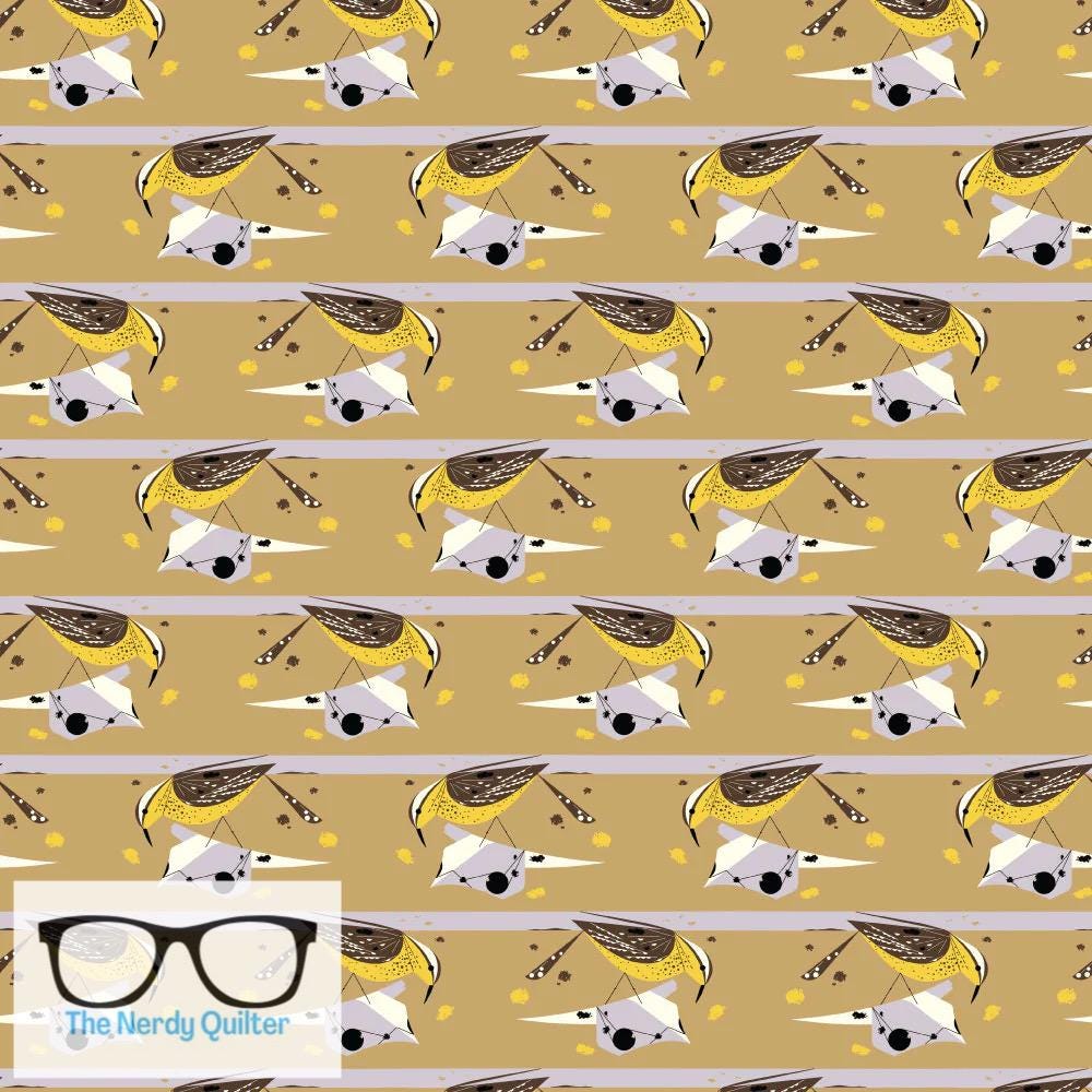Preorder: Charley Harper Western Birds Mini Cactus Wren Poplin by Charley Harper for Birch Fabrics - Birch 10 Year Anniversary