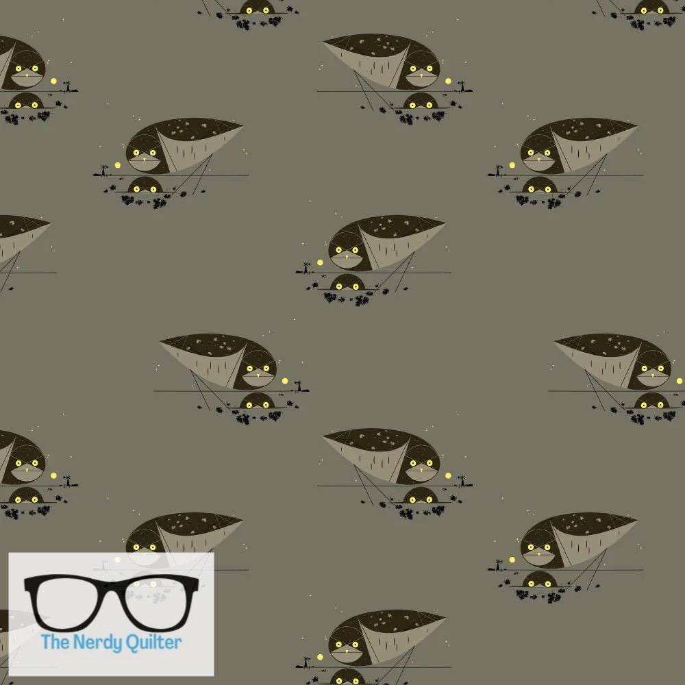 Preorder: Charley Harper Western Birds Mini Burrowing Owl Poplin by Charley Harper for Birch Fabrics - Birch 10 Year Anniversary