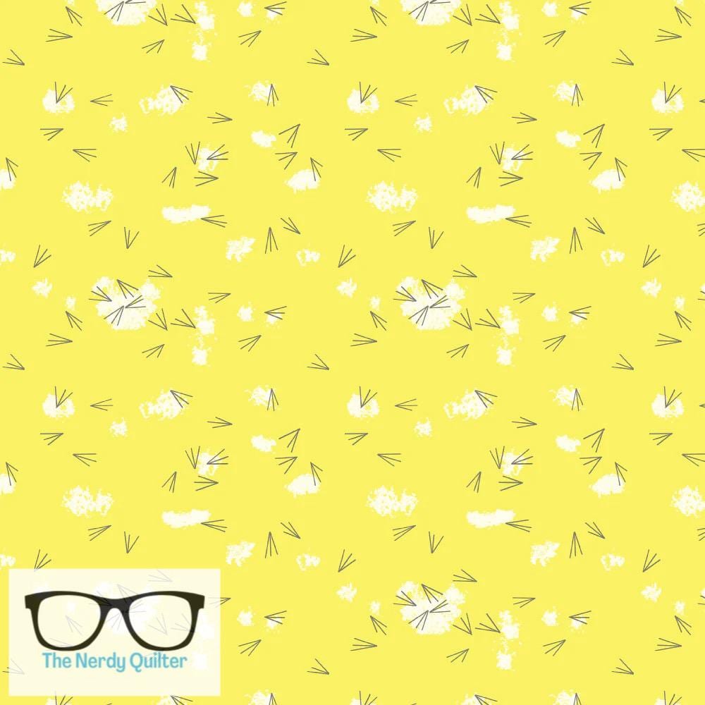 Preorder: Charley Harper Western Birds Mini Tracks Yellow Poplin by Charley Harper for Birch Fabrics - Birch 10 Year Anniversary