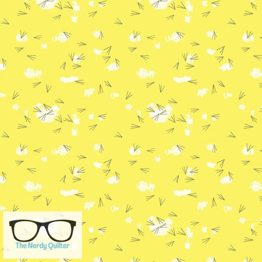 Preorder: Charley Harper Western Birds Mini Tracks Yellow Poplin by Charley Harper for Birch Fabrics - Birch 10 Year Anniversary