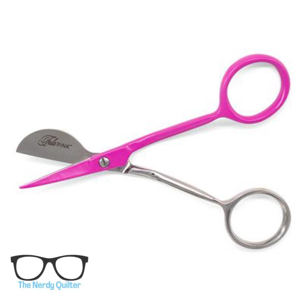 Preorder: Tula Pink Cosmic Raspberry 4 In Mini Duckbill Micro-serrated scissors by Tula Pink for Brewer