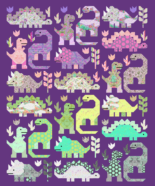Dinosaurs Quilt Kit and Pattern by Elizabeth Hartman featuring Roar by Tula Pink for Freespirit