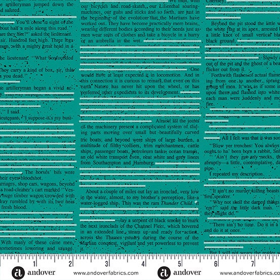 Scrawl Redacted Redux in Cyan by Giucy Giuce for Andover - Sold by the Half Yard - Mini Series