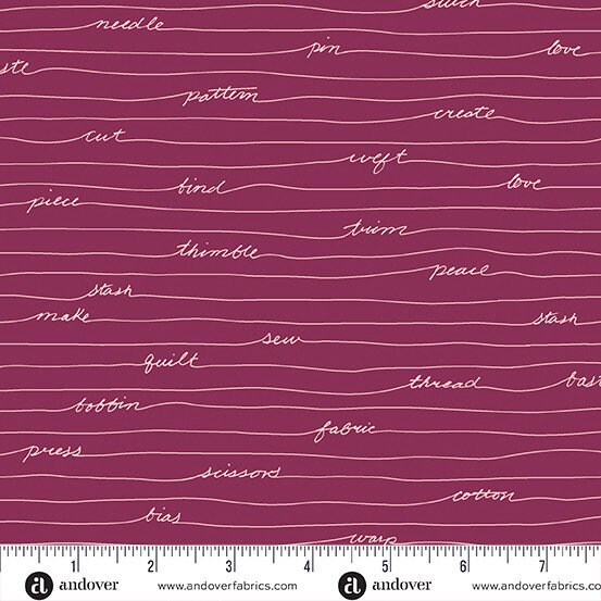 Scrawl Longhand in Malbec by Giucy Giuce for Andover - Sold by the Half Yard - Mini Series